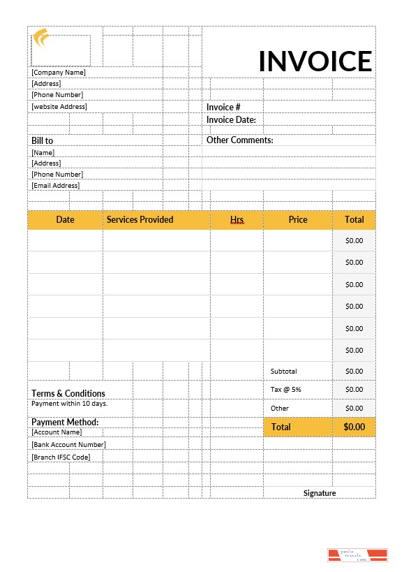 Baby Sitting Invoice Template PSD template